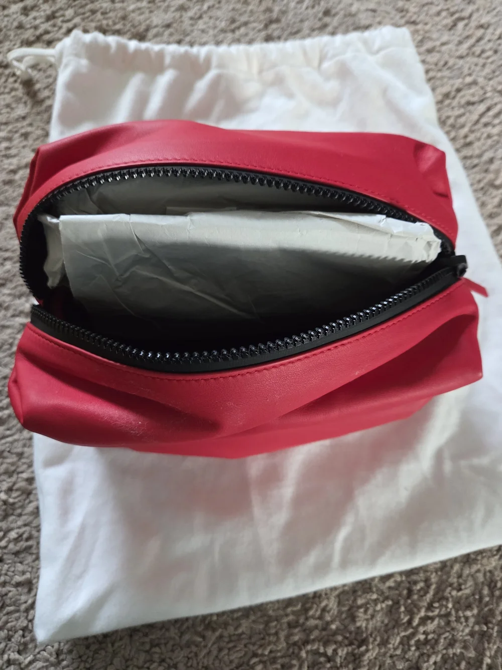 Bottega Veneta Red Leather Cosmetic Pouch